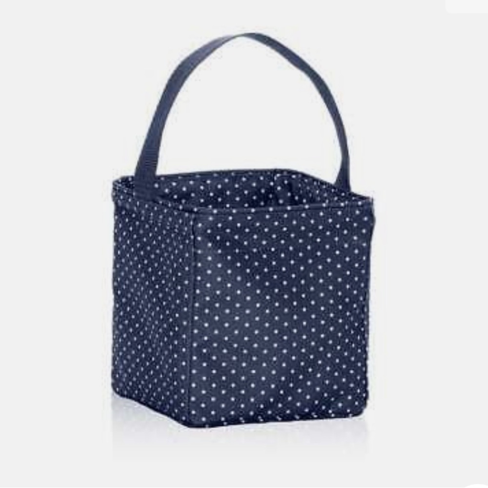 NWT THIRTY-ONE RETIRED Little Carry- All Caddy. Navy Swiss Dot Pattern